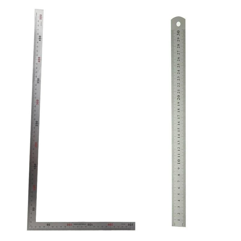 

Stainless Steel L Shape Ruler Double Sided Ruler Measuring Metal 90 Degree Angle Ruler+Straight Ruler Office School Supplies