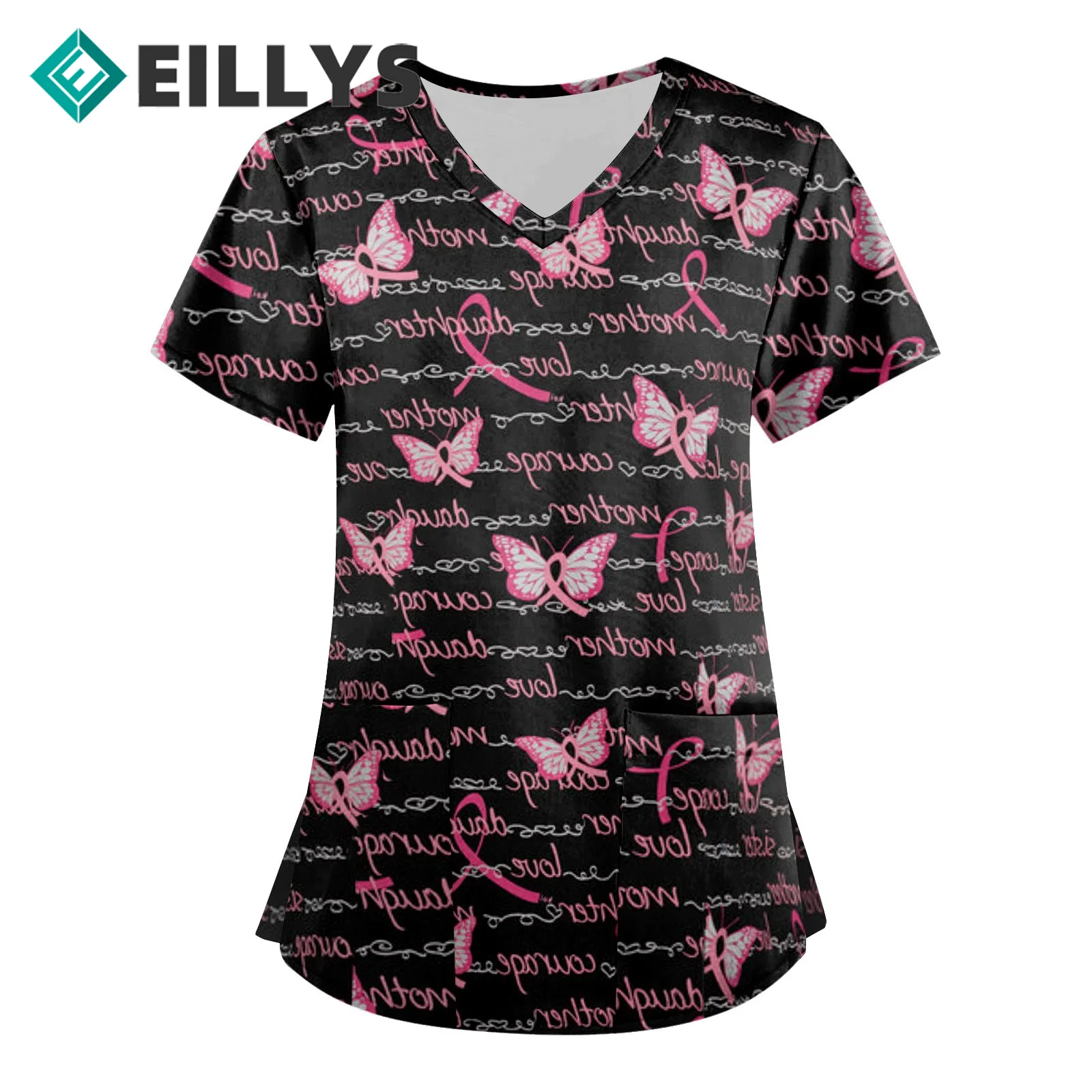 

Scrubs Short Sleeve Working Nurse Uniform Valentine's Day Nursing Uniform Nurse Top Accessories Heart Print Women Nurse Uniform