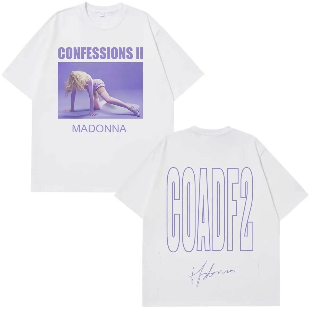 Фото Футболка с принтом Madonna CONFESSIONS II Album Tour 2026, модная футболка для мужчин и женщин, летние свободные повседневные хлопковые винтажные футболки, топы №1