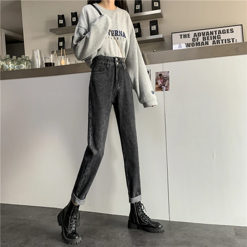 

Новинка DD2765 узкие джинсы с высокой талией и прямыми штанинами свободные старые брюки джинсы