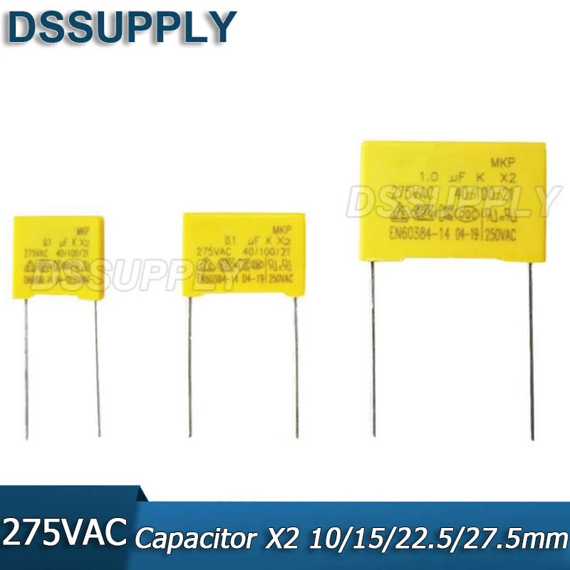 

10PCS/LOT 275VAC Capacitor X2 Series 0.01UF ~ 2.2UF Polypropylene Film Capacitor 10nf 100nf 150nf 200nf 680nf 470nf 1UF