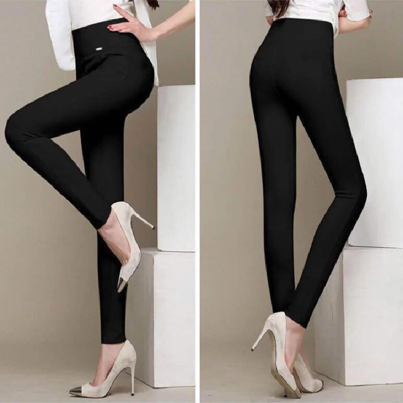 

Women Pants Fashion Solid High Waist Long Trousers Pencil Trousers Fall Pocket Pants Women Slim Ladies Pants Plus Size