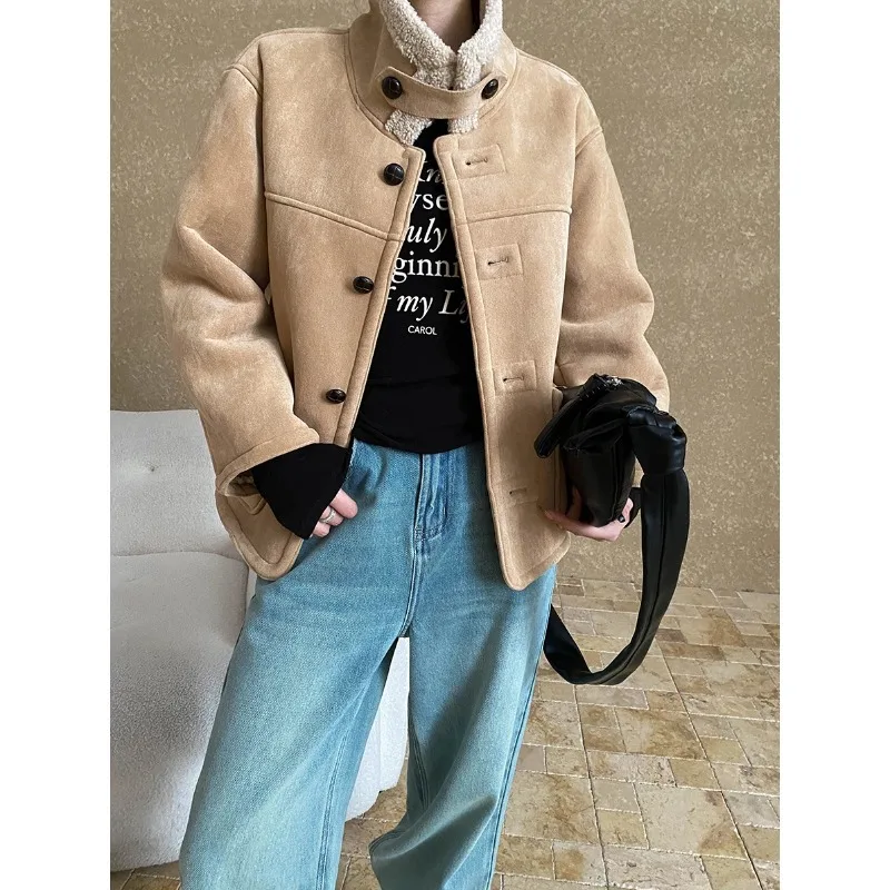 30% шерсть новое женское зимнее теплое толстое пальто куртка меховое с отложным