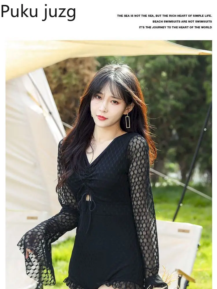 

Слитный купальник Puku Juzg с длинным рукавом, женский весенний сексуальный тонкий солнцезащитный купальник для серфинга и дайвинга, Новинка л...