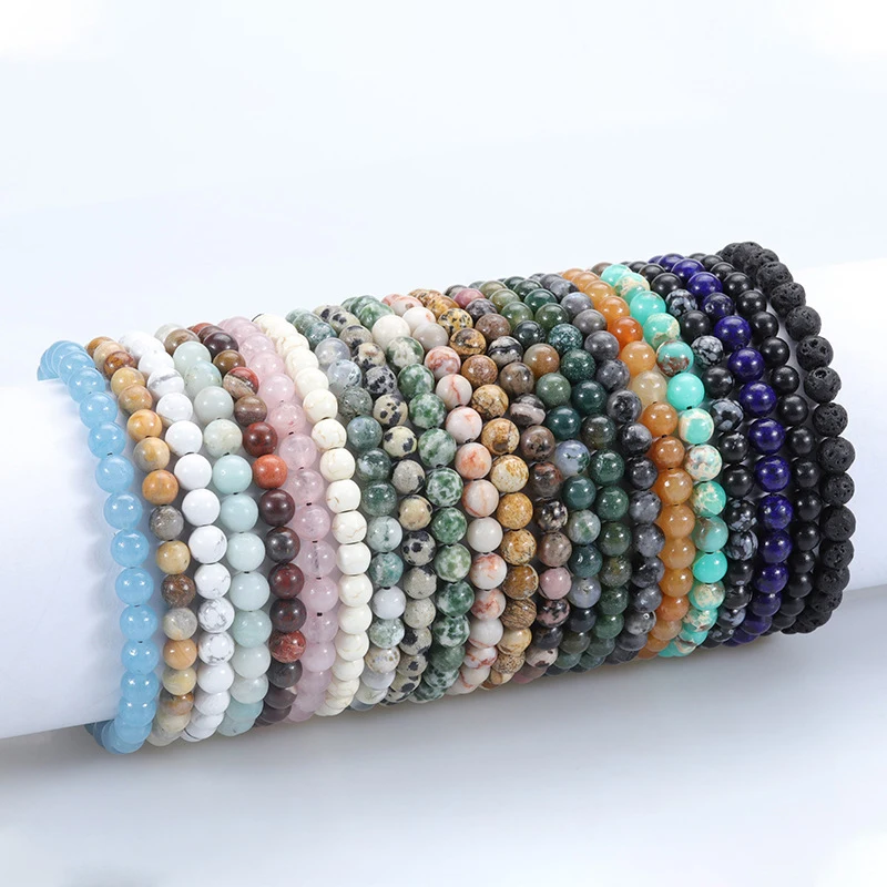 

Beaded Bracelets 6mm Colorful Obsidian Hand Woven Beaded Bracelet Fashion Jewelry Accessories