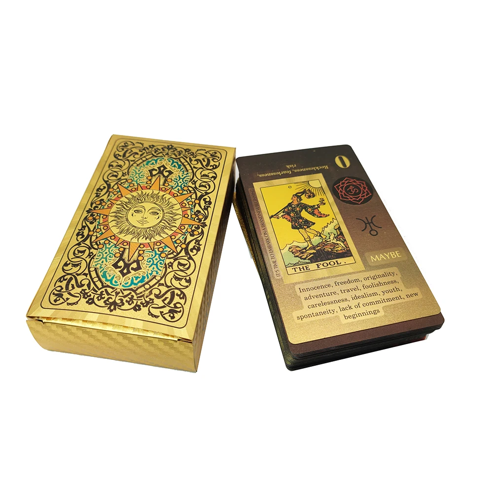 

12x7 см водостойкий ПВХ великолепный классический золотой фольга Таро колода предсказания инструмент Таро карты для начинающих с руководством
