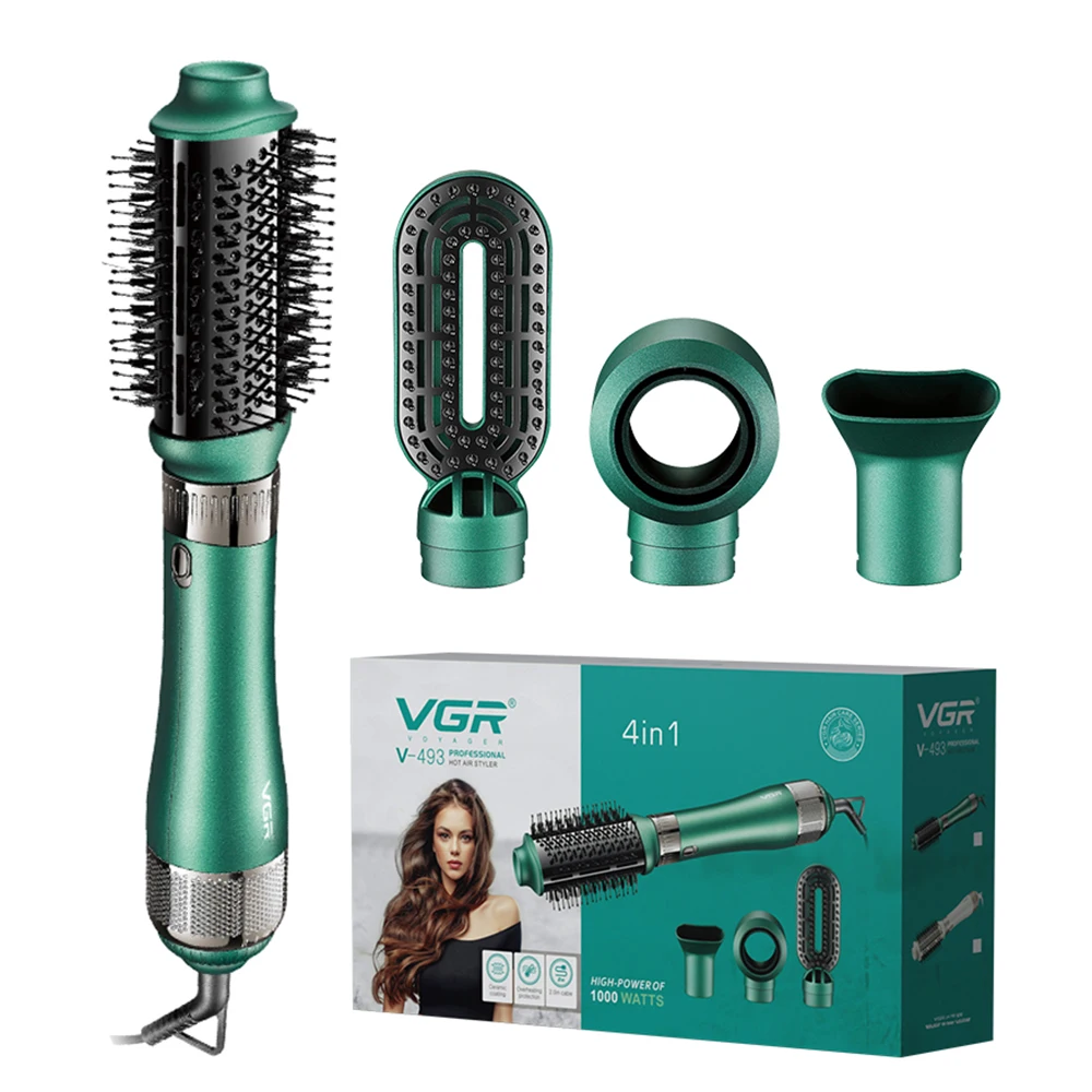 Hot Air Brush Multi-Function Hair Dryer Straightener Curler Hot Comb Professional Salon Hair Styler and Volumizer Ion Blow