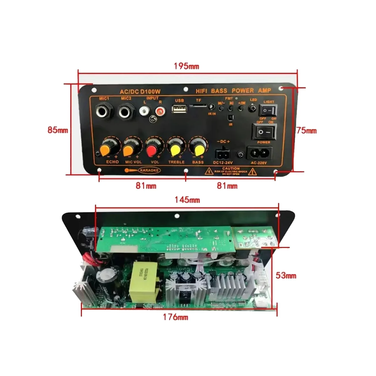 Стандартная плата усилителя Bluetooth D100 автомобильный усилитель материнская 12 В