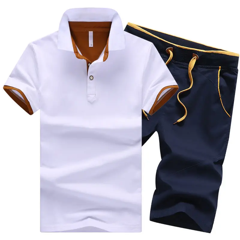 

2023 Breathable Golf Polo Tshirt Shorts 2 Pieces Running Set Fashion Tracksuit Men's Streetwear Korean Outfits Gym Sport Homme