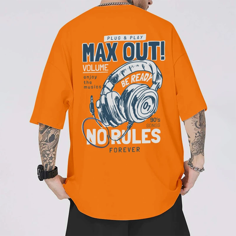 Мужская хлопковая оранжевая футболка Лидер продаж на лето модный топ с принтом в