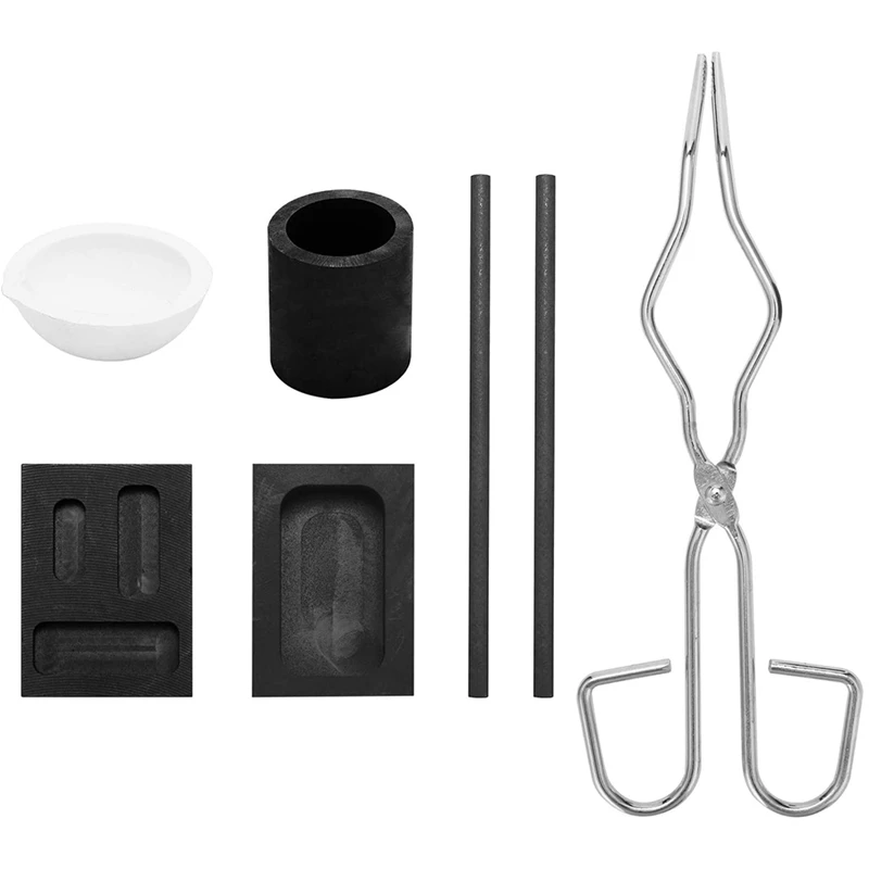 

6 Pcs Torch Melting Silver Graphite Crucible Kit Graphite Crucible Ingot Mold Casting Tools Square Graphite And Quartz