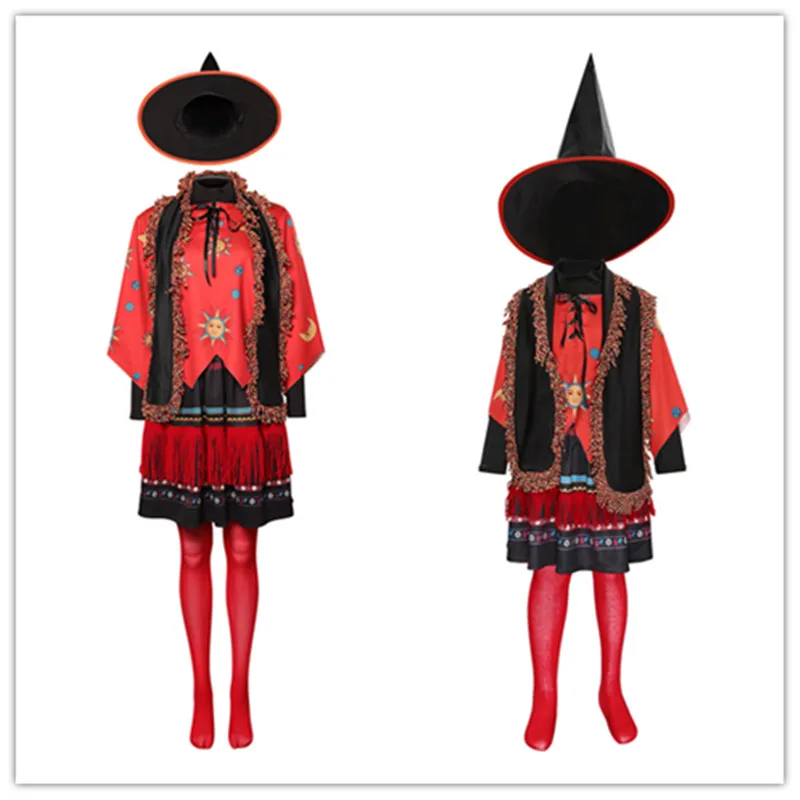 

Pocus Dani Dennison Cosplay Costume Adult Kids Girls Witch Role Play Coat Skirt Hat Scarf Outfits Halloween Carnival Suit