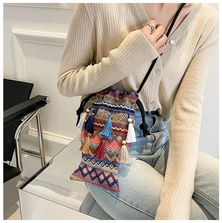 Модная сумка через плечо в национальном стиле для женщин универсальная плетеная