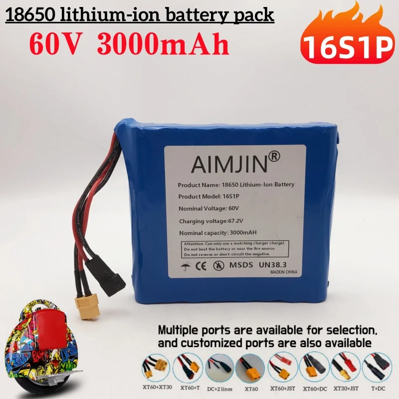 Аккумулятор со сбалансированным электрическим одноколесным инструментом BMS 60 В