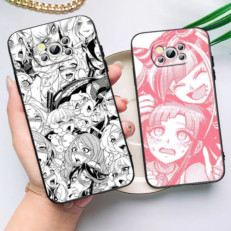 ahegao manga girl for xiaomi civi mi poco x4 x3 nfc f3 gt m4 m3 m2 x2 f2 pro c3 f1 5g soft tpu cover silicone black phone case free global shipping