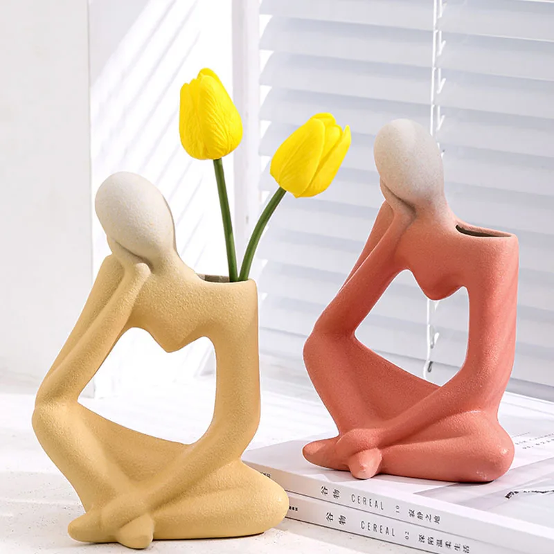 

Art Ceramic Vase Nordic Design Dried Flowers Dry Grass Office Modern Flower Pots Minimalist Pots De Fleurs Decoration Home