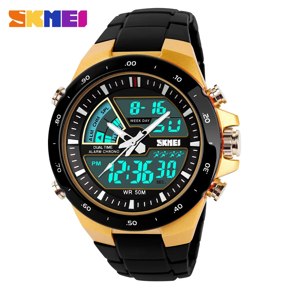 

SKMEI 1016 Waterproof Sport Quartz Watch Men Digital Stopwatch Dual Time Display Wristwatches Men's Clock 1560 Relogio Masculino