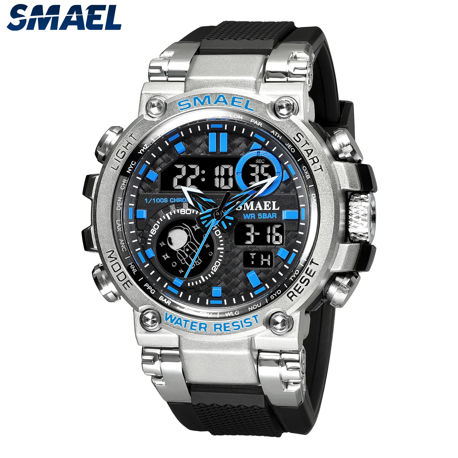 

Sport Watches SMAEL Luminous Digital Dual Time Display 50M Water Resistant Stopwatch Timing Alarm Clock 1803B Men Watch Quartz