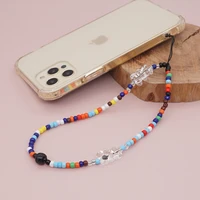 new glass rice beads bear handmade beaded mobile phone hanging chain wrist anti lost cute mobile phone lanyard girl jewelry