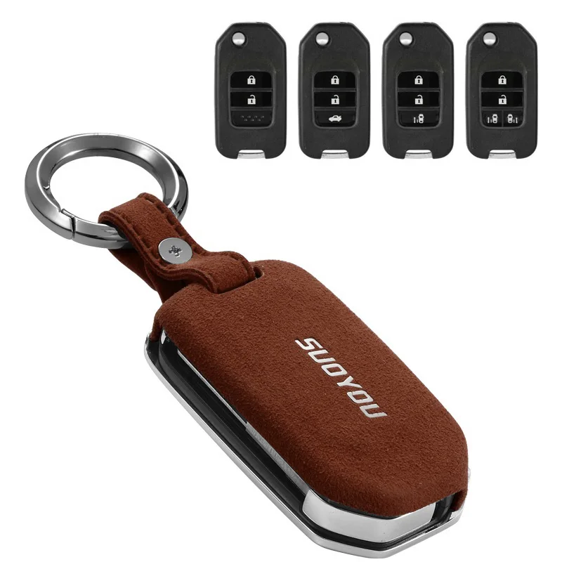 

Key Case Cover Genuine Leather Galvanized Alloy for Honda Accord 9 Crider City 2015 2016 HRV CRV Vezel Spirior Odyssey Civic