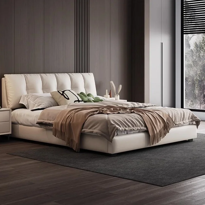 Минималистичная эстетичная двуспальная кровать современная роскошная