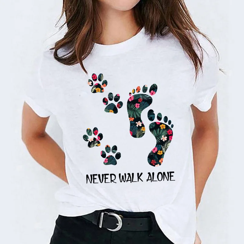 

Women Cute Dog Paw Flower Floral Cartoon Ladies Tops Graphic Womens Tees Female Camisas Lady T-Shirt Harajuku T Shirt T-shirts