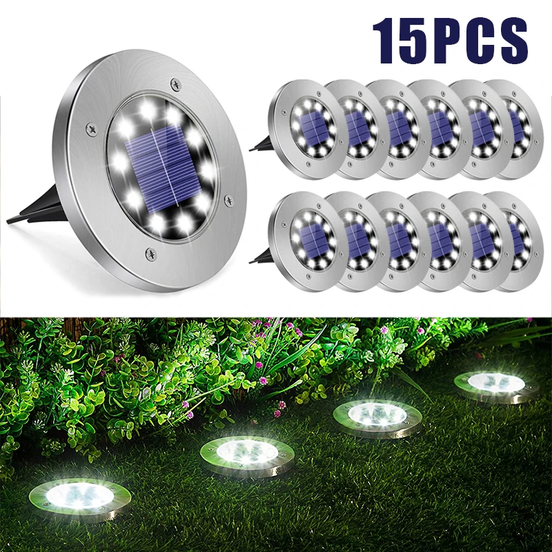 

Solar Ground Lawn Lights 10LED Outdoor Waterproof Disk Deck Solar Lamp For Patio Yard Pathway Steps Walkway Decor Light