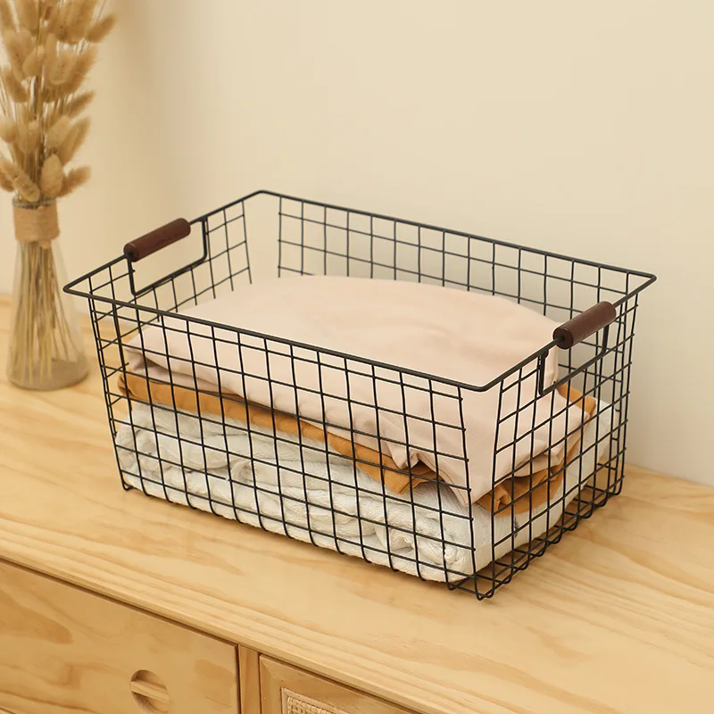 

Nordic Simple Wrought Iron Storage Basket Kitchen Sundries Snack Storage Basket Desktop Finishing Storage Basket With Handle