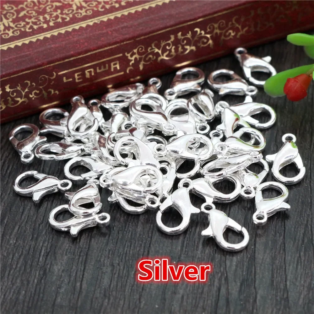 9 Colors Plated Fashion Jewelry Findings,Alloy Lobster Clasp Hooks for Necklace&Bracelet Chain DIY