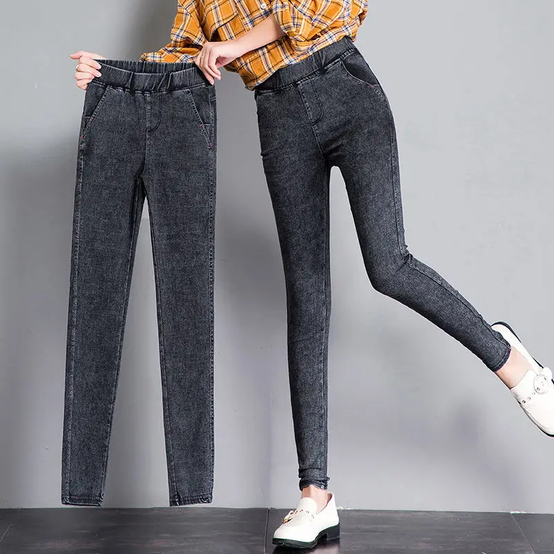 

Jeans Pants Skinny Elastic Streetwear Woman Denim for Women 2022 Autumn Leggings Vintage Trousers Fashion Slim Hip Jean M396