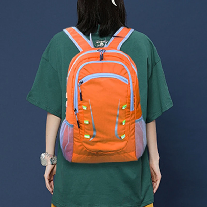

Multi-storage Bag Large Capacity Hiking Daypack With Reflective Strip Lightweight Outdoor Sports Folding Backpack New