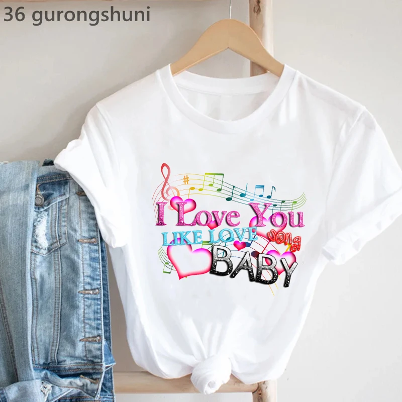 2022 модная футболка с рисунком радуги «Я люблю тебя», надпись «Love Song», женская футболка с коротким рукавом, женская футболка