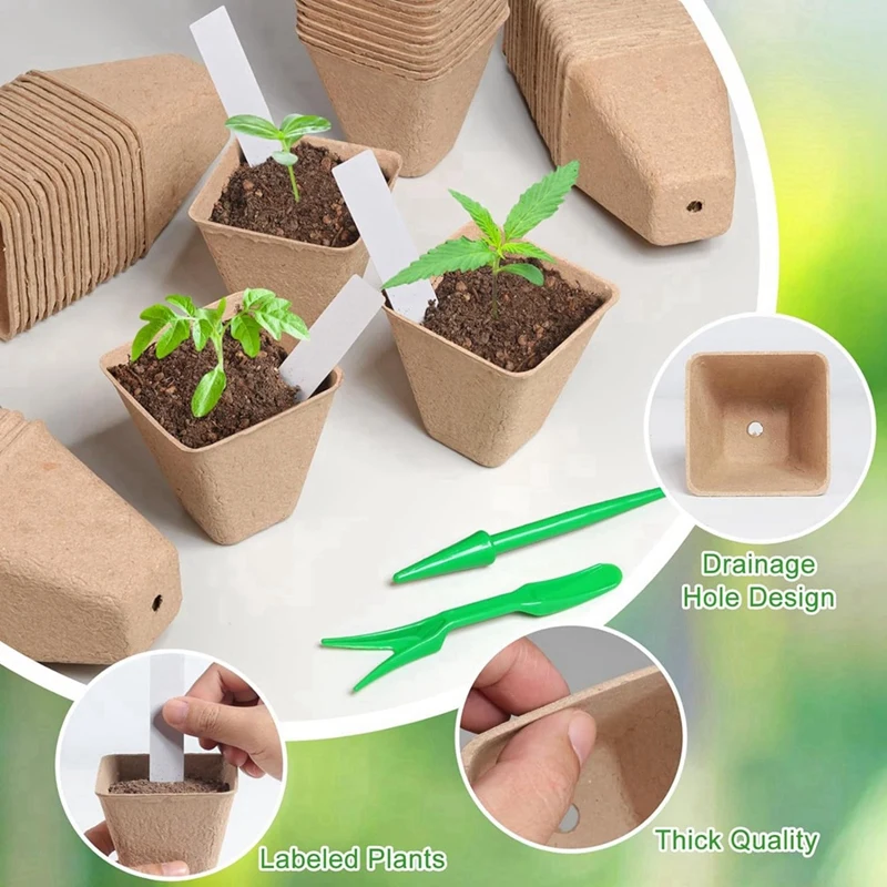GTBL 120 упаковок квадратных торфных горшков для рассады стартовых семян с