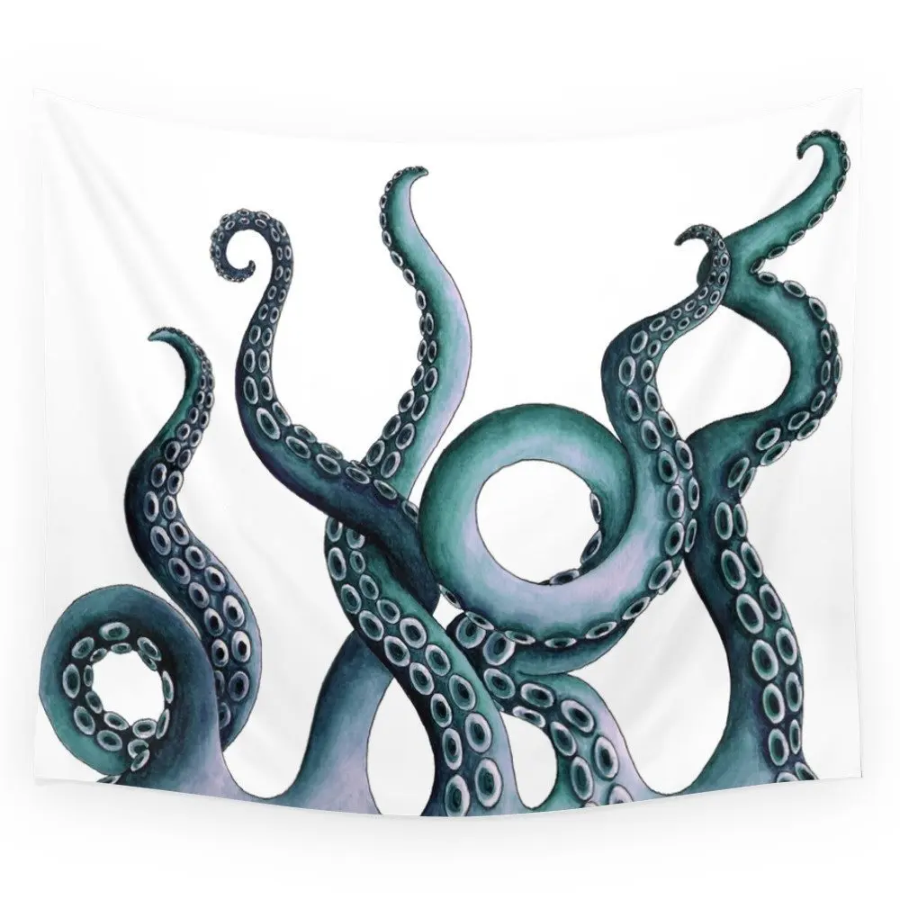 

Кракен Бирюзовый настенный гобелен большой