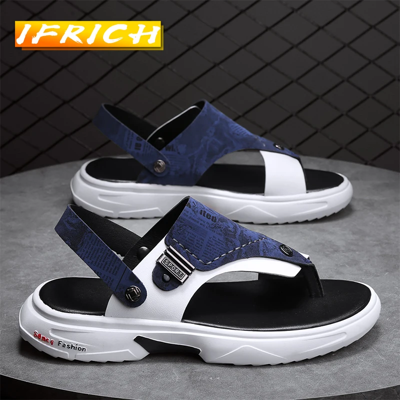 

Summer Beach Sandals Man Black Blue Mens Roman Sandals Rubber Sole Walking Shoes Men Comfortable Beach Slippers Mens
