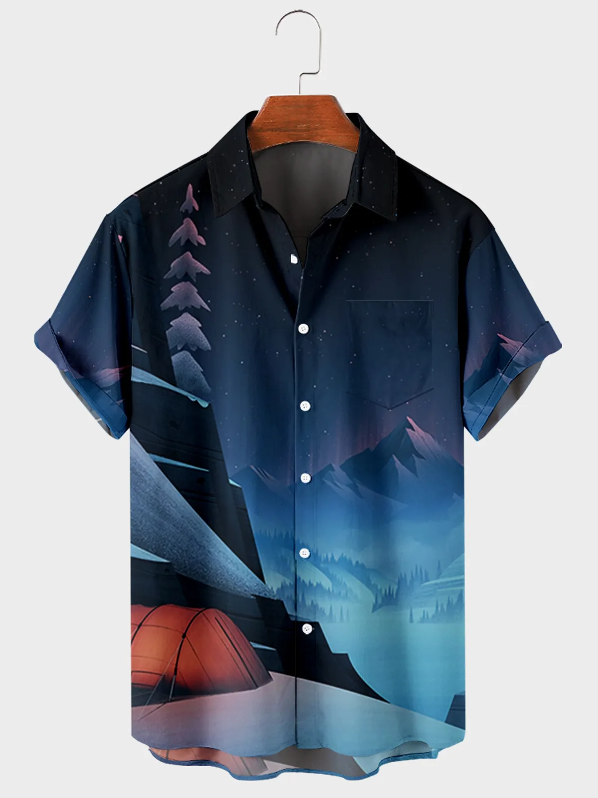 3D Printing Shirt Men's Pocket Short 