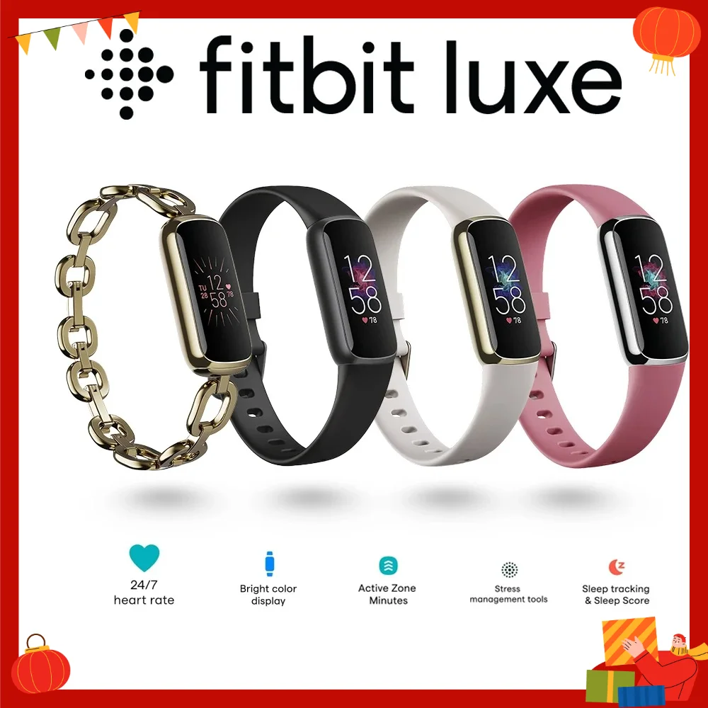 Фото Фитнес-трекер Fitbit Luxe с AMOLED-экраном, круглосуточным мониторингом сердечного ритма, отслеживанием сна, SpO2, уровня стресса, водонепроницаемый умный браслет №1
