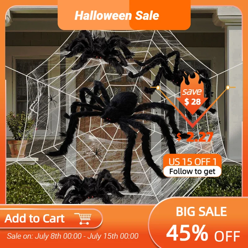

150/250cm Halloween Spider Web Black White Giant Stretchy Cobweb Halloween Party Decoration for Home Haunted House Scary Props