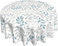 leaf grey tablecloth summer 60 inch round teal tablecloth leaves rustic with wrinkle resistant for party picnic tabletop