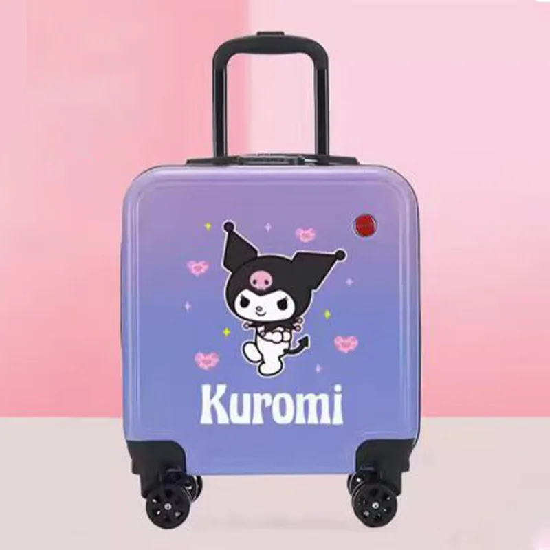 

18/20 Inch Sanrio Kuromi Cinnamoroll Trolley Case Suitcase My Melody Kawaii Amine Universal Wheel with Lock for Outdoor Travel
