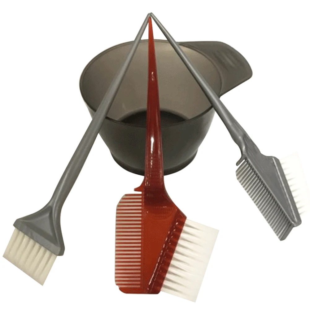 

4pcs PP Tint Tool Accessories DIY Coloring Salon Barber Hair Dye Bowl Kit Home With Comb Brush Styling Hairdressing Lightweight