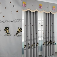 music cartoon childrens room towel embroidery shading curtain living room bedroom balcony curtain