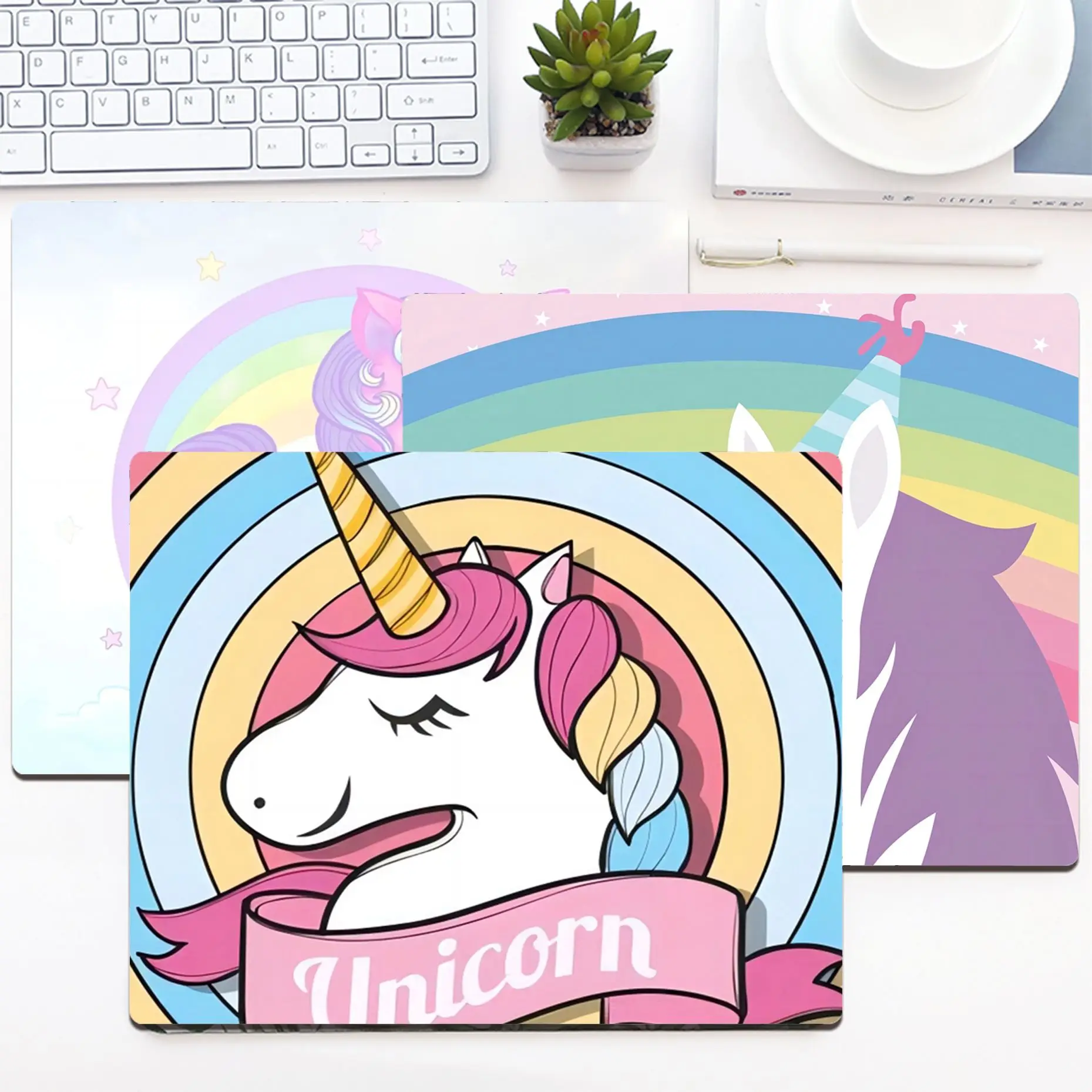 

Cute Cartoon Unicorn Small Desktop Desk Mat Kawaii Gaming Accessories Students Writing Pad Deskpad Home Decor