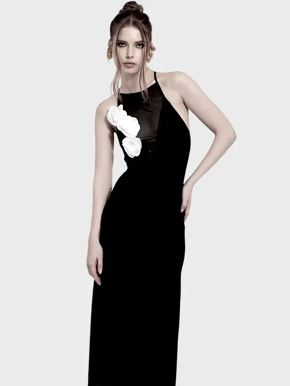 2024 новое летнее женское сексуальное сетчатое платье без рукавов с открытой