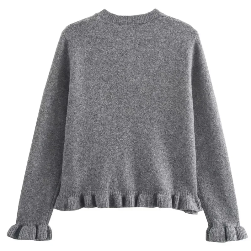 Женский укороченный кардиган с рюшами