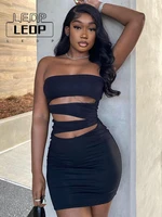 ledp sexy skinny 2022 summer party club outfit night out y2k off shoulder strapless solid hollow out mini prom dress