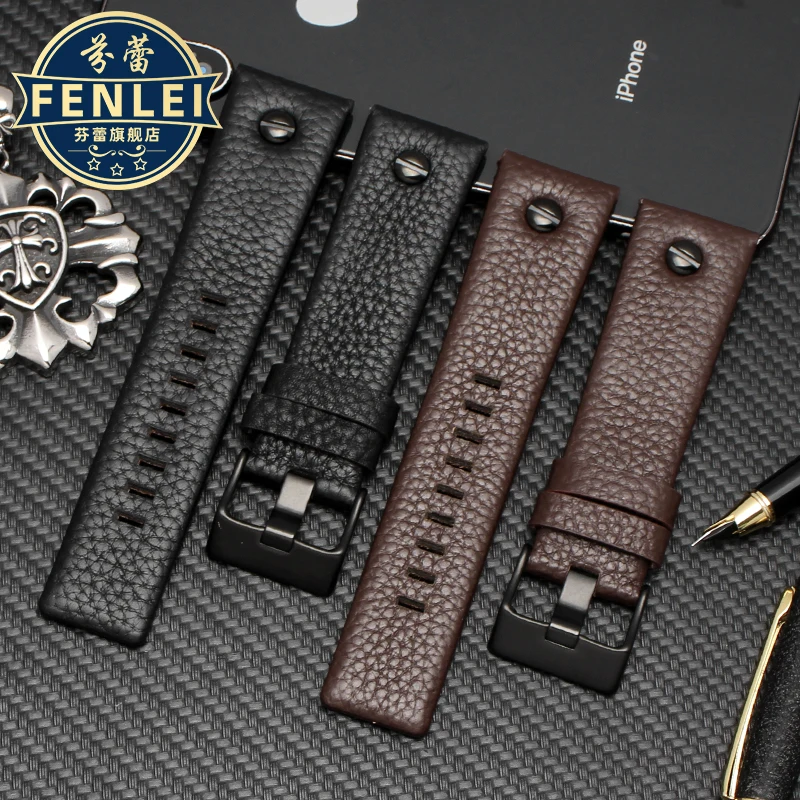 Ремешок из натуральной кожи для часов diesel DZ7257 1657 4323 7314 7313 22 мм 24 26 27 28 30 Черный