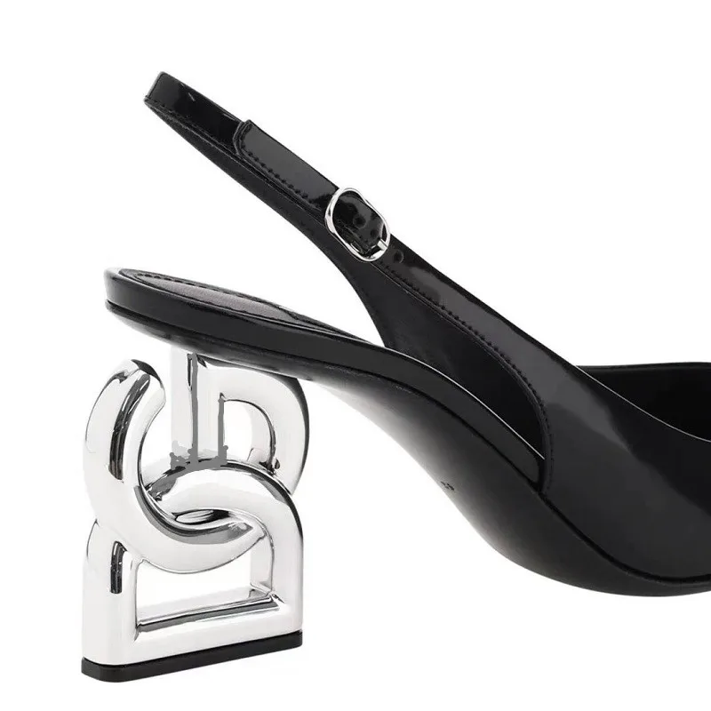 【EUNICE YUN】2023 New Summer European and American style Brand patent leather women's high heels Fashion sandals 33-46