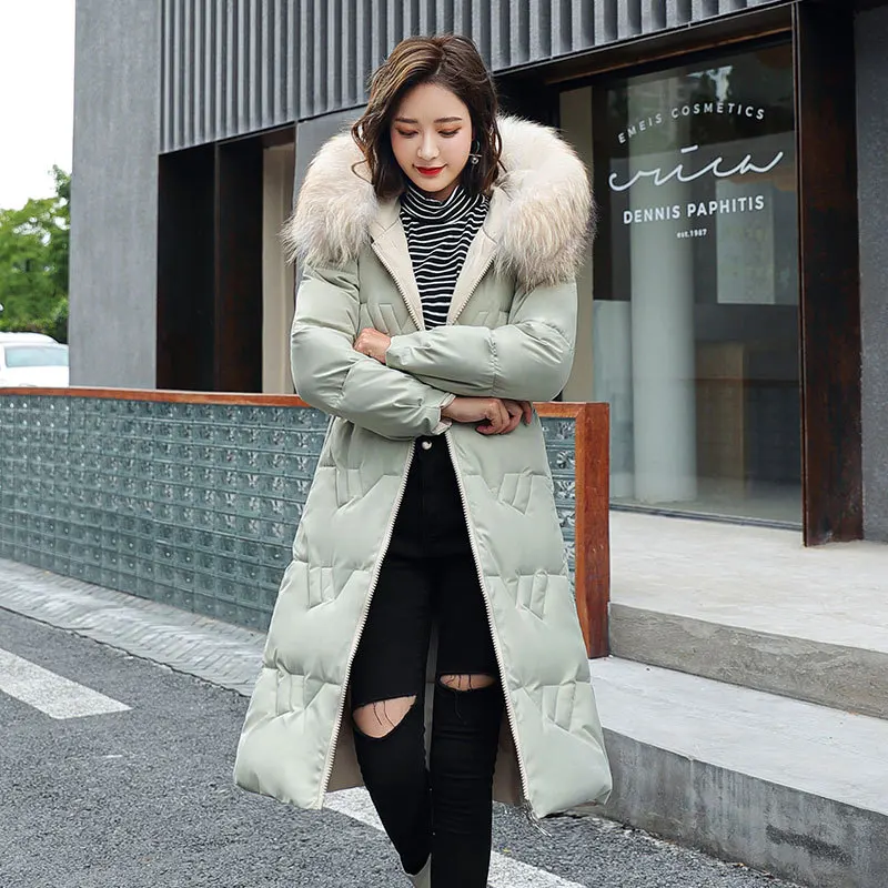 YYCZF 2022 Winter Women's Hooded Coat Cotton Padded Jacket Slim Long Double Sided Jackets Thickness Warm Women Parkas Outwear