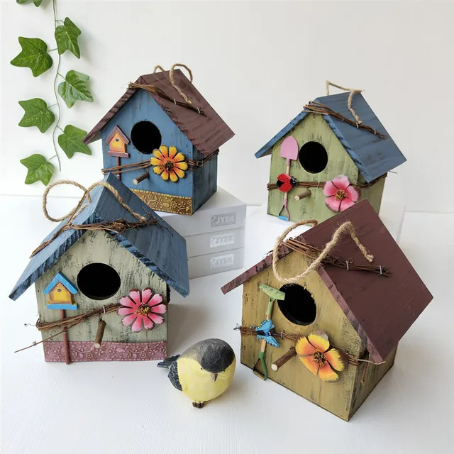 Creative Wooden Bird House Garden Villa Balcony Wall Hanging Bird Nest Exquisite Bird Cages Outdoor Garden Decoration 1